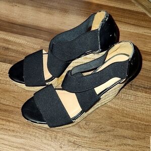 MASSIMO Black Criss Cross Wedges Size 5.5